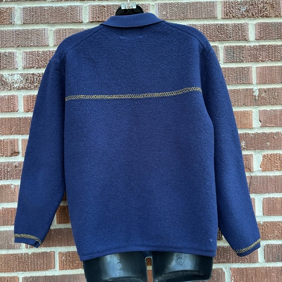 Vintage Woolrich Cardigan Womens Large Blue Full Zip 100% Wool Jacket Woolmark - Picture 2 of 8